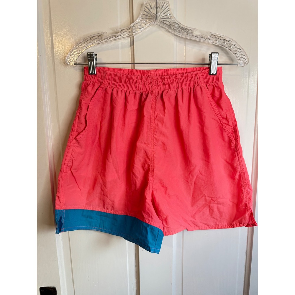 Paris Sport Club Vintage Pink Teal Colorblock Nylon Shorts Mens Medium 13958